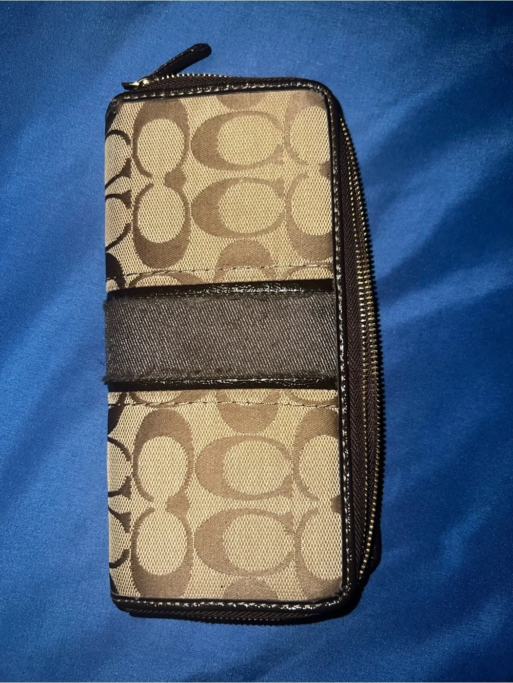 Coach Signature Canvas Wallet Phone Case in Brown and Tan